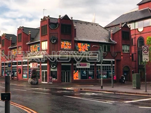 英國賭場廣告窗透明LED顯示屏項目